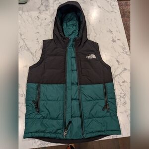 The North Face Black and Emerald Green Hooded Vest